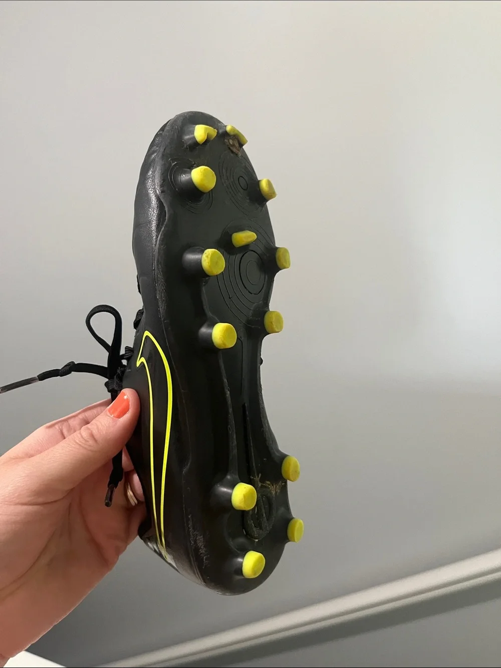Nike Tiempo Legend Club 3Y 3 Black Soccer Cleats with Neon Yellow Swoosh